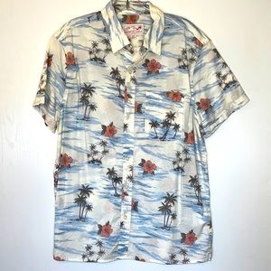 American Eagle Short Sleeve Button Down Mens Size L NWT Hawaiian Tropical
